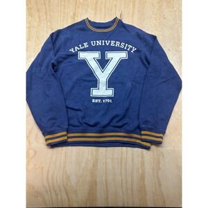 Yale University Sweatshirt XS Navy Blue Striped Trim Varsity Crewneck EST 1701
